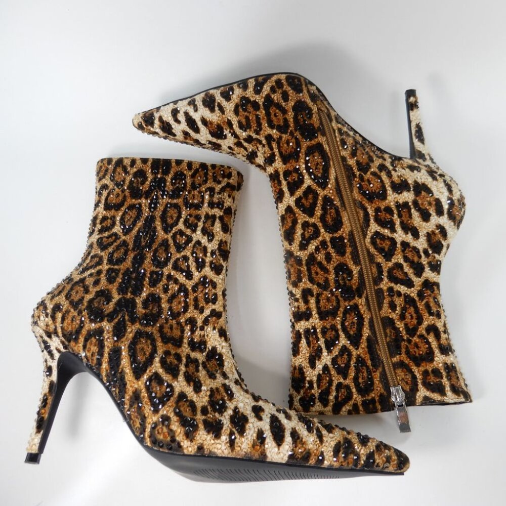 AZALEA WANG Chaundra Stiletto Bootie Size 7.5 Cheetah Animal Embellished NEW - Picture 13 of 17